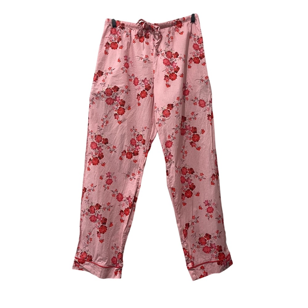 The Cat's Pajamas Pants Womens XS‎ Pink Floral Cotton Drawstring Loungewear